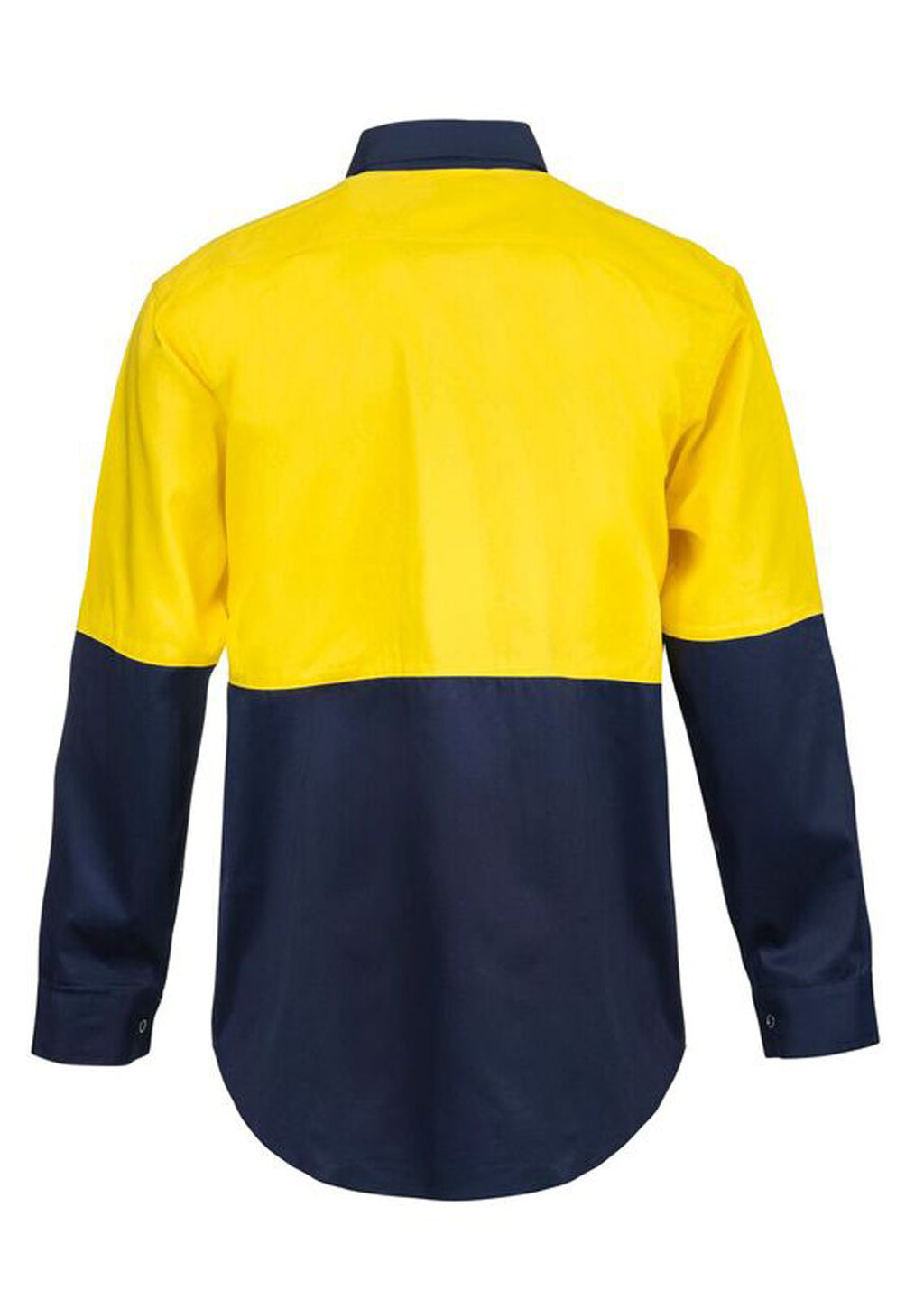 HI VIS LONG SLEEVE COTTON DRILL INDUSTRIAL LAUNDRY SHIRT WITH PRESS STUDS