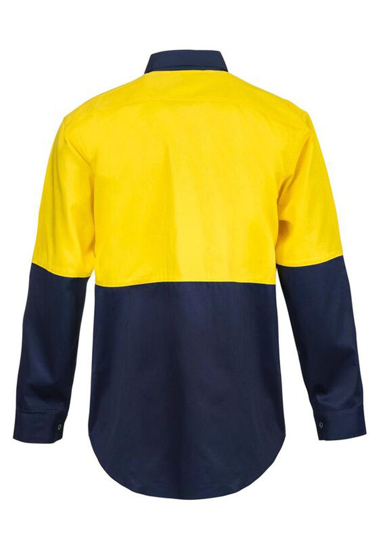 HI VIS LONG SLEEVE COTTON DRILL INDUSTRIAL LAUNDRY SHIRT WITH PRESS STUDS