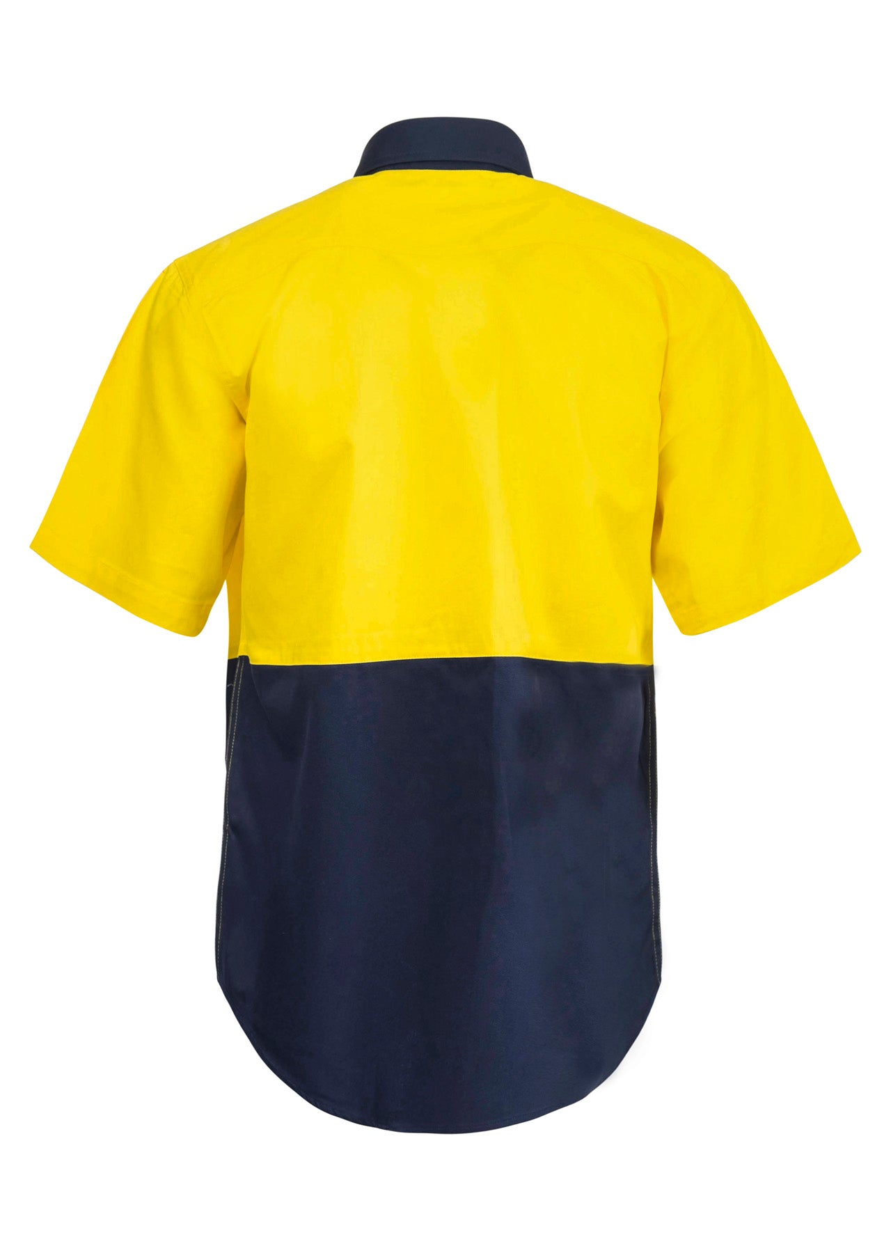 HI VIS SHORT SLEEVE COTTON DRILL INDUSTRIAL LAUNDRY SHIRT WITH PRESS STUDS