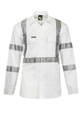 HI VIS LONG SLEEVE COTTON DRILL REFLECTIVE SHIRT WITH X PATTERN