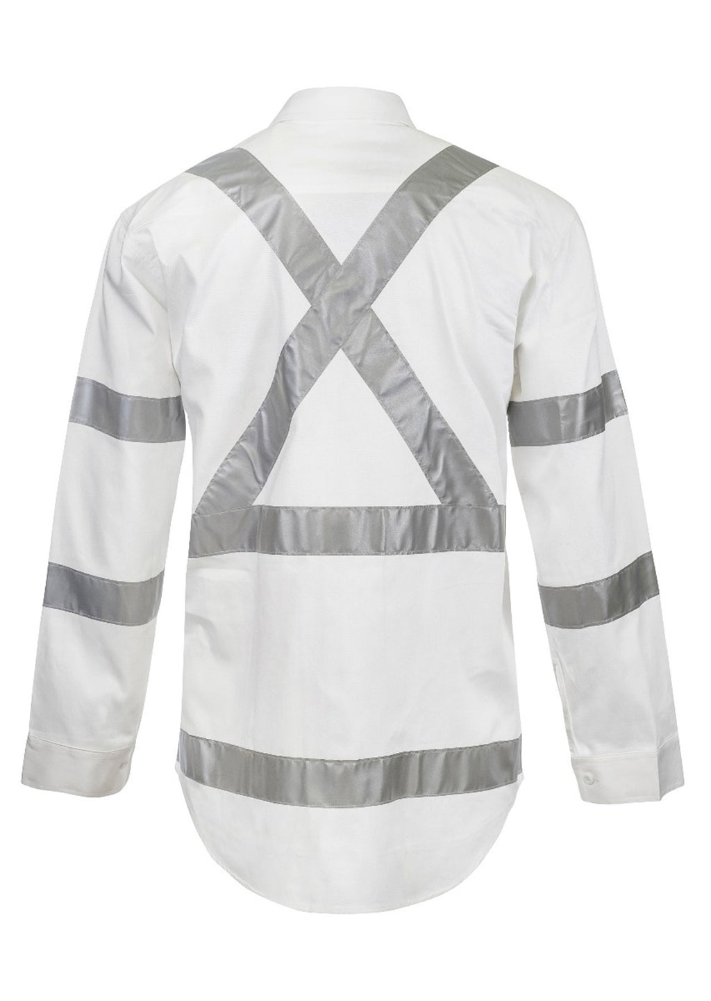 HI VIS LONG SLEEVE COTTON DRILL REFLECTIVE SHIRT WITH X PATTERN