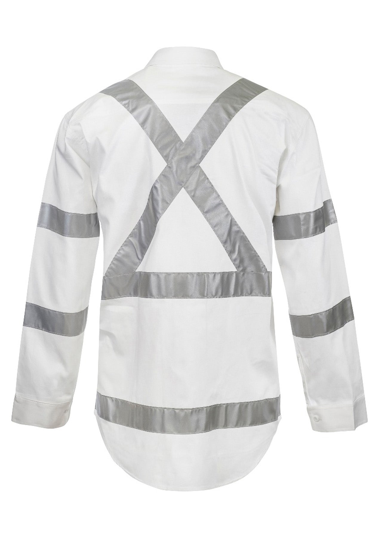 HI VIS LONG SLEEVE COTTON DRILL REFLECTIVE SHIRT WITH X PATTERN