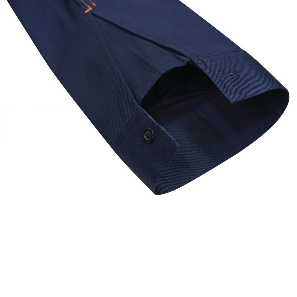 HI VIS CLOSED FRONT COTTON DRILL REFLECTIVE SHIRT WITH SEMI GUSSET SLEEVES