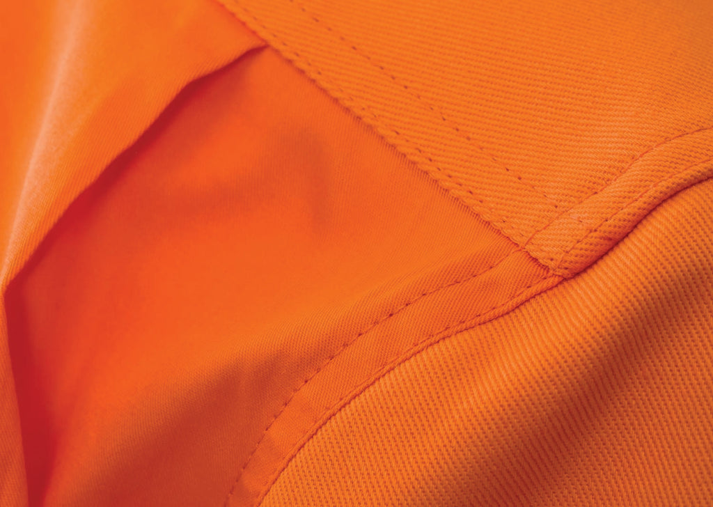 HEAVY DUTY HYBRID HI VIS CLOSED FRONT COTTON DRILL SHIRT WITH GUSSET SLEEVES