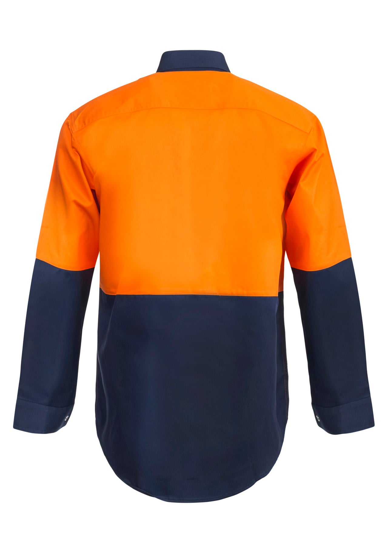 HI VIS LONG SLEEVE COTTON DRILL FOOD INDUSTRY SHIRT WITH PRESS STUDS AND SPARE POCKETS