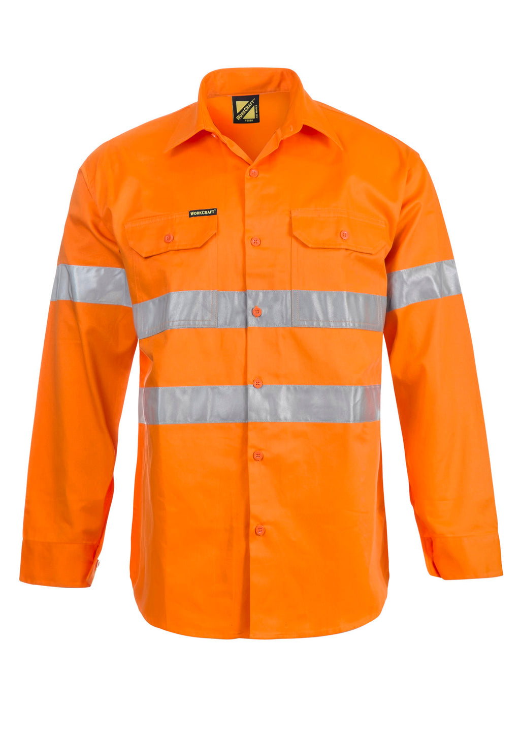 HI VIS LONG SLEEVE REFLECTIVE COTTON DRILL SHIRT