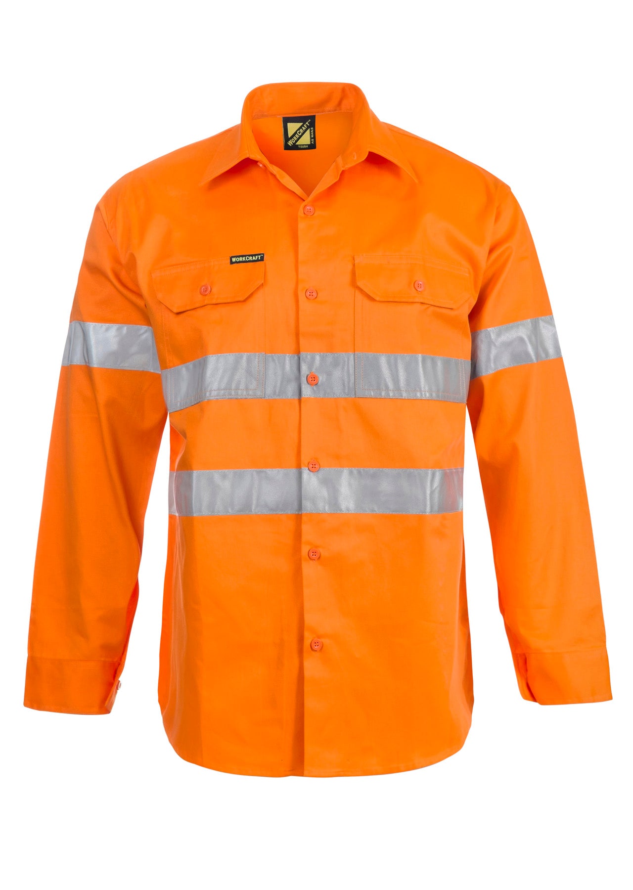 HI VIS LONG SLEEVE REFLECTIVE COTTON DRILL SHIRT