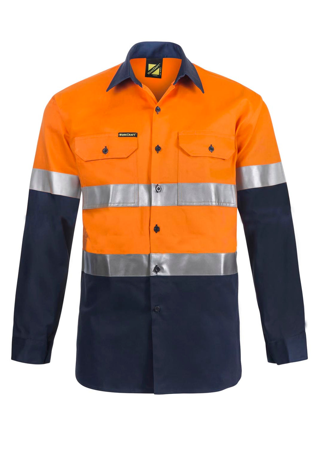 HI VIS LONG SLEEVE COTTON DRILL REFLECTIVE SHIRT