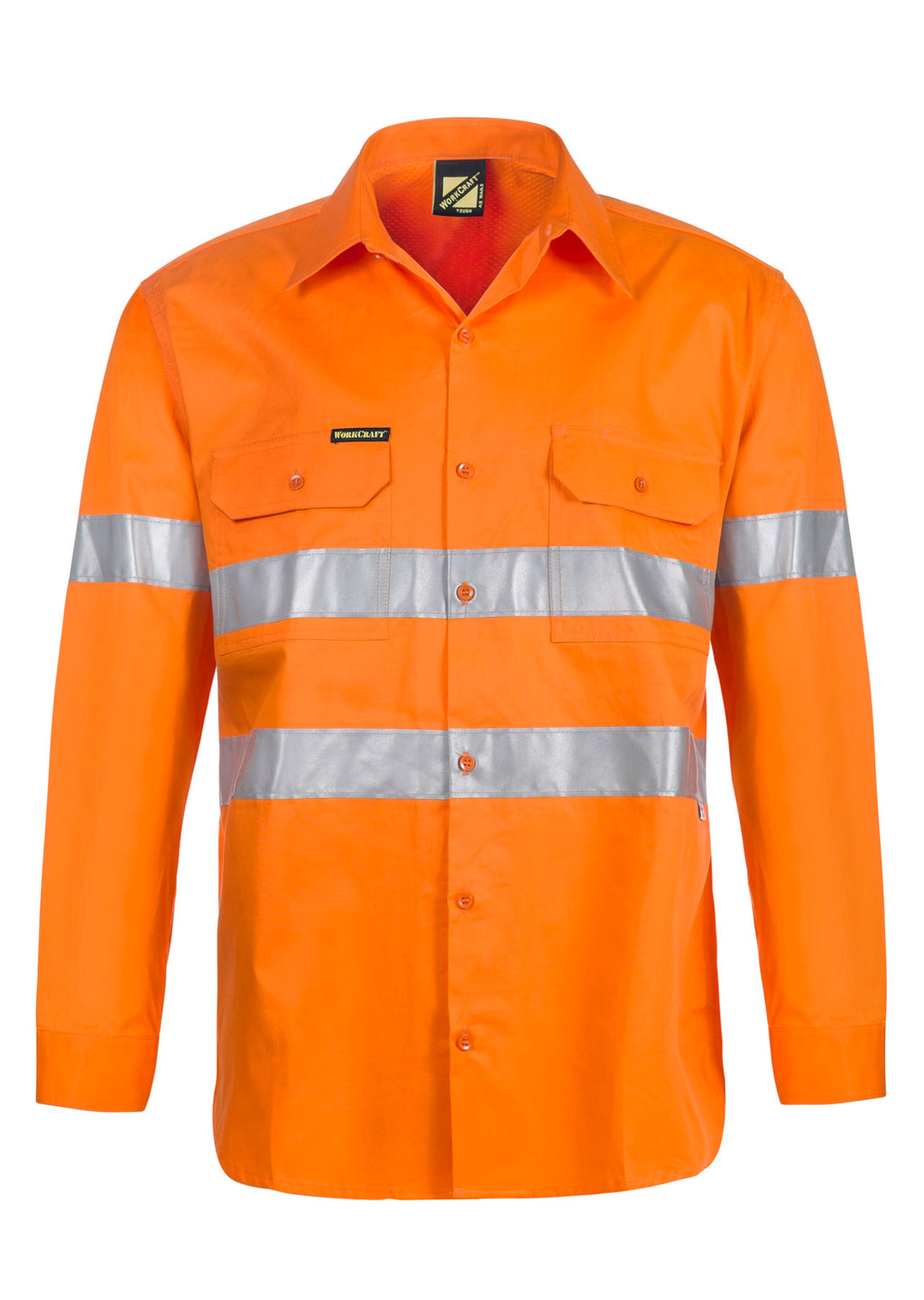 LIGHTWEIGHT HI VIS LONG SLEEVE VENTED COTTON DRILL REFLECTIVE SHIRT