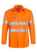 LIGHTWEIGHT HI VIS LONG SLEEVE VENTED COTTON DRILL REFLECTIVE SHIRT