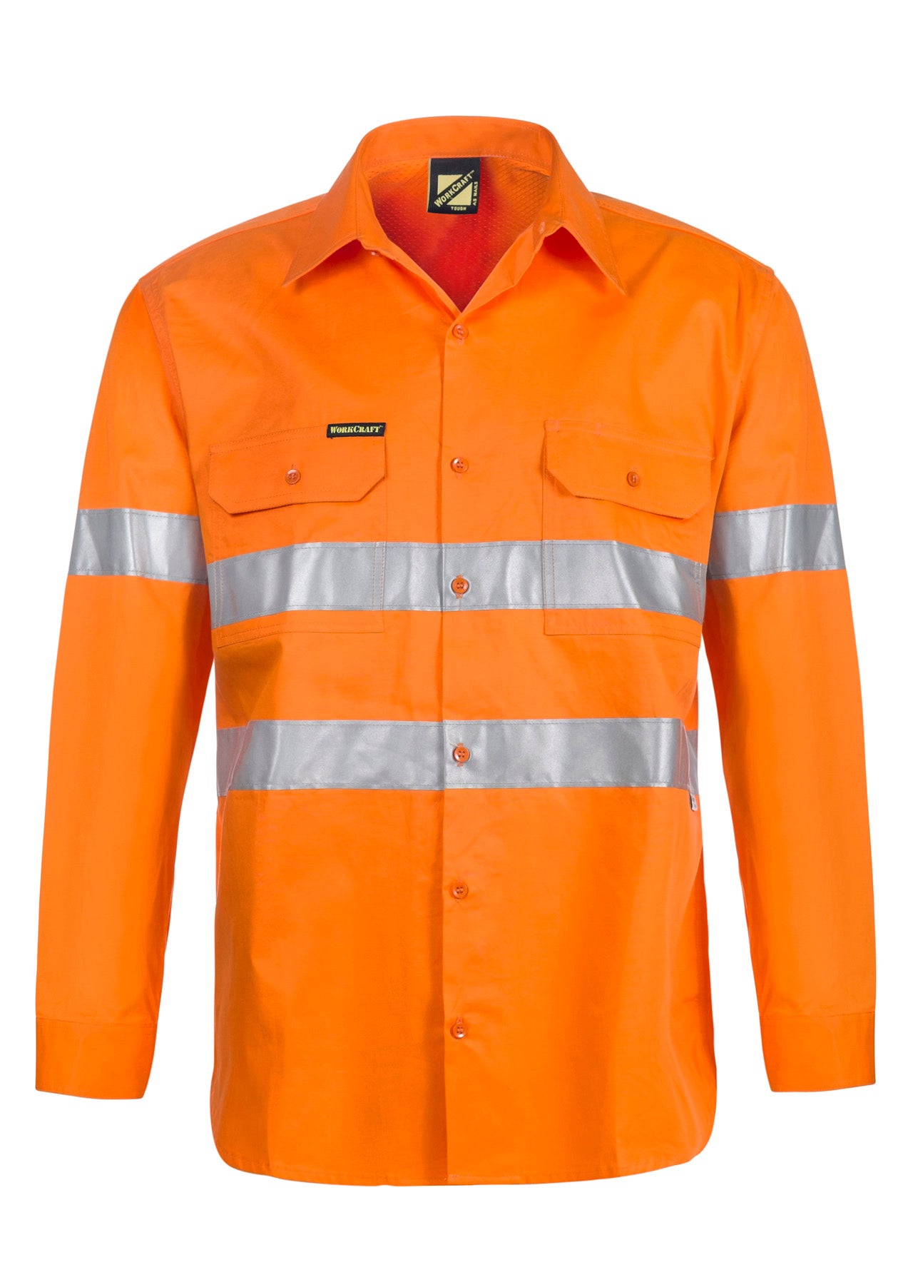 LIGHTWEIGHT HI VIS LONG SLEEVE VENTED COTTON DRILL REFLECTIVE SHIRT