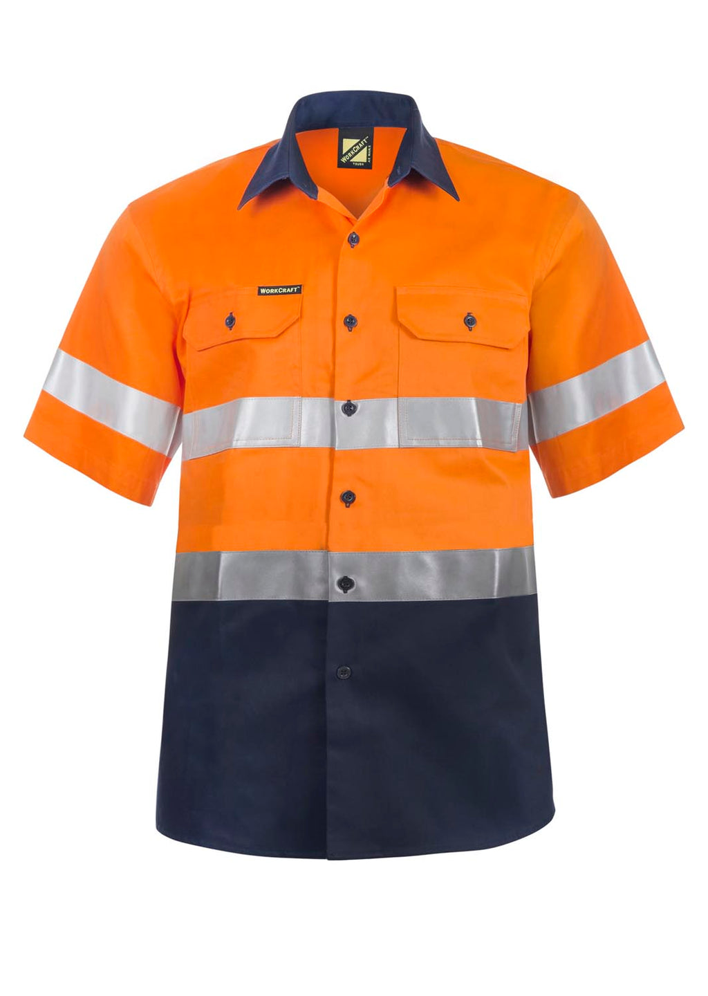 HI VIS SHORT SLEEVE COTTON DRILL REFLECTIVE SHIRT