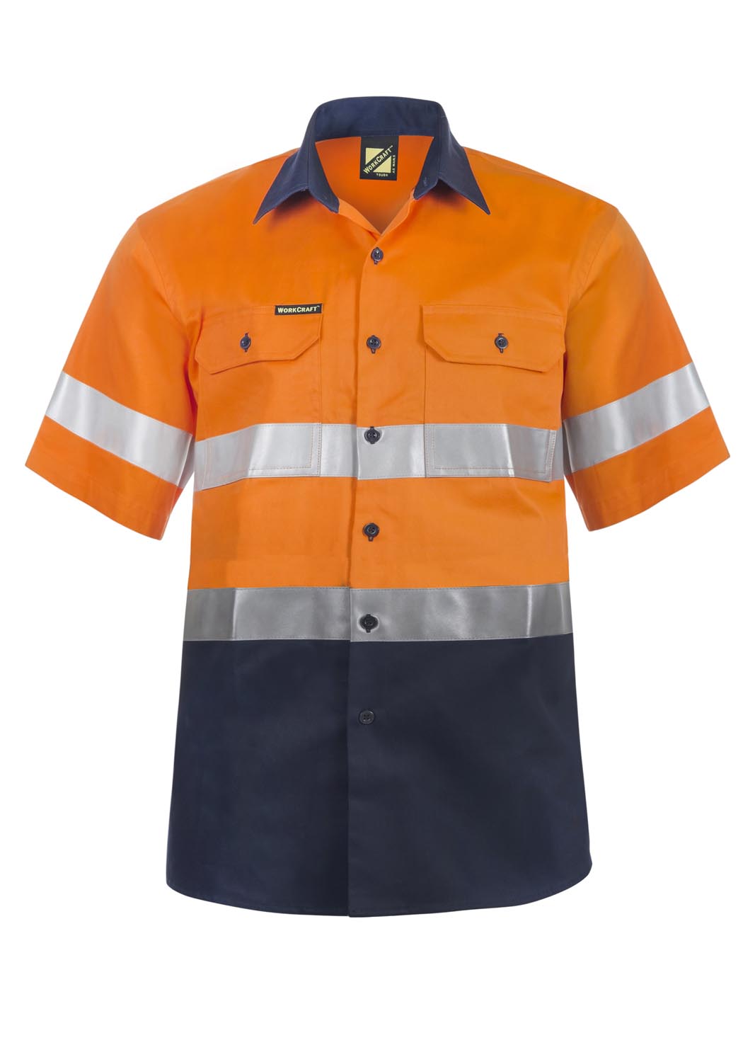HI VIS SHORT SLEEVE COTTON DRILL REFLECTIVE SHIRT