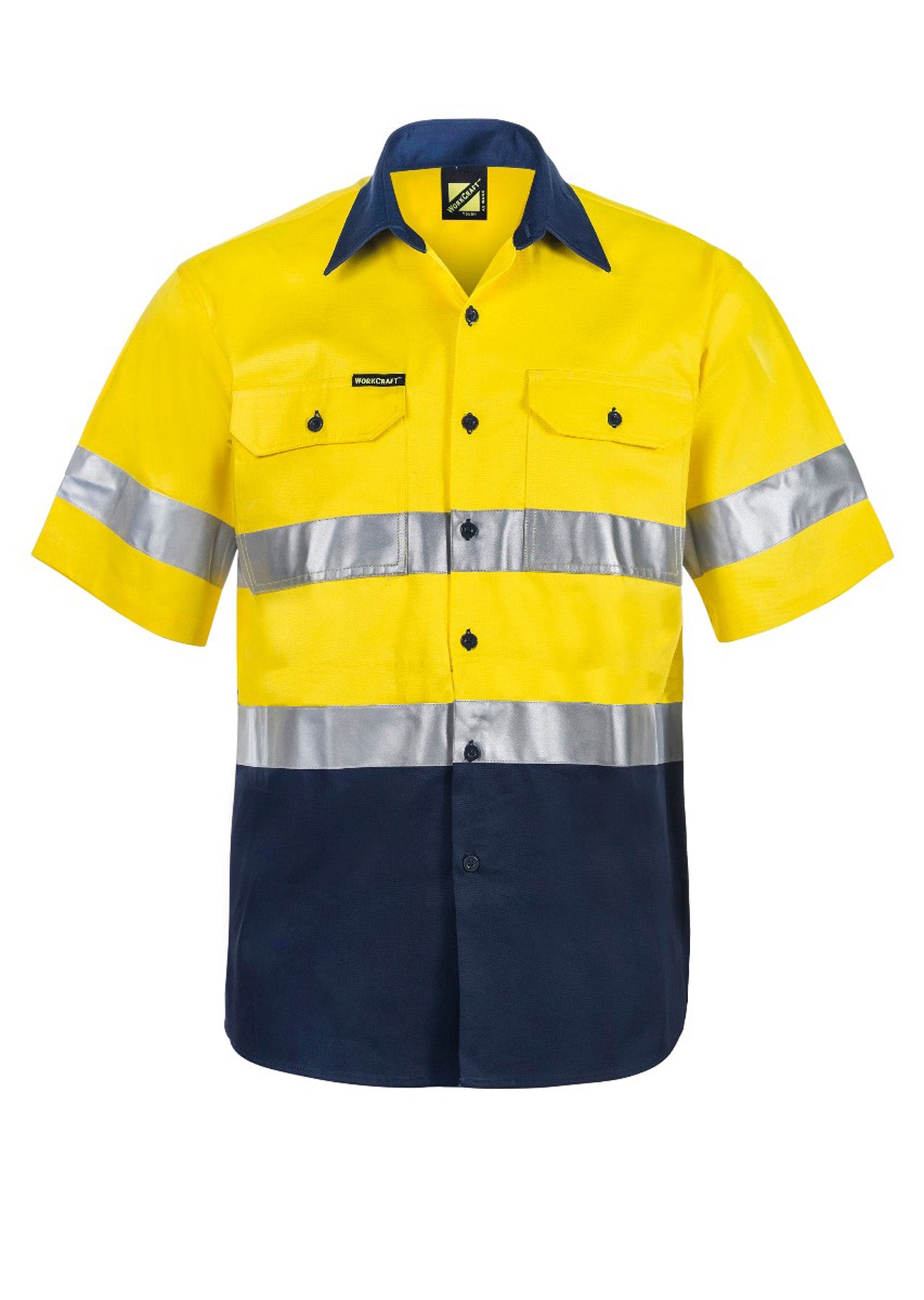 HI VIS SHORT SLEEVE COTTON DRILL REFLECTIVE SHIRT
