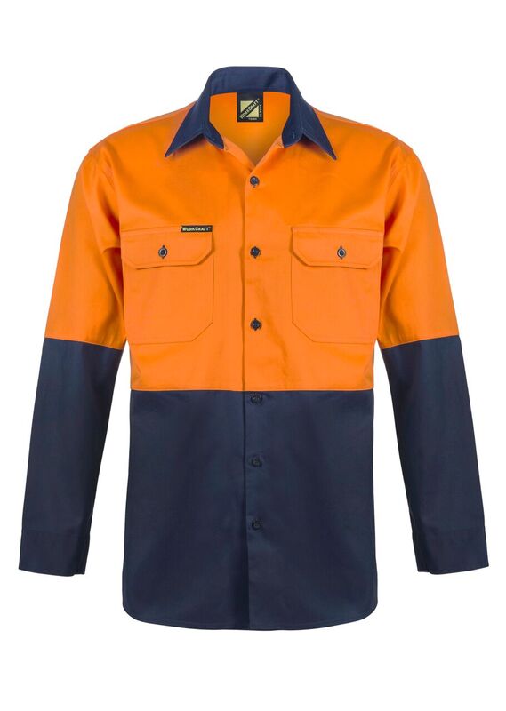 HI VIS LONG SLEEVE COTTON DRILL SHIRT
