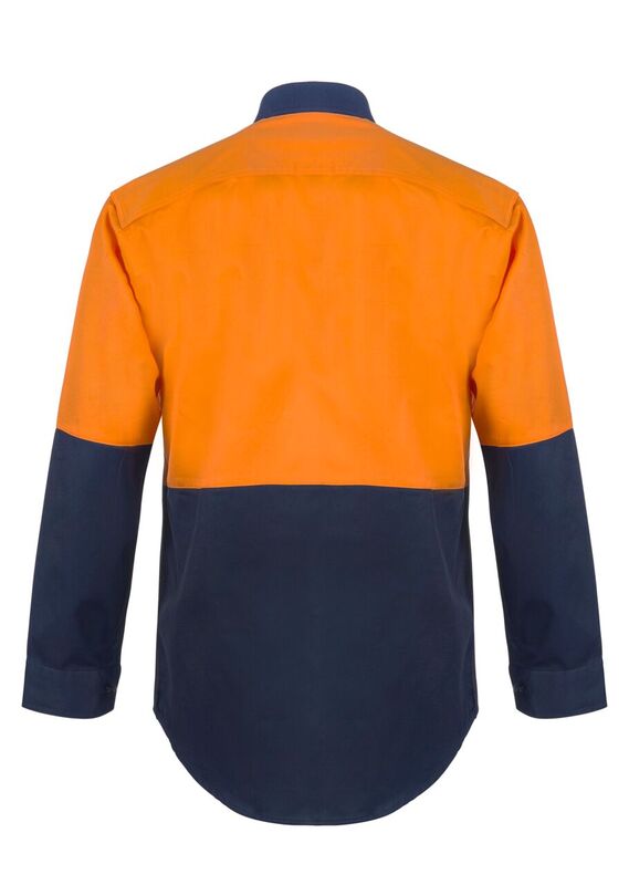 HI VIS LONG SLEEVE COTTON DRILL SHIRT