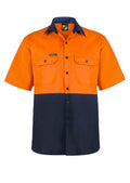LIGHTWEIGHT HI VIS SHORT SLEEVE VENTED COTTON DRILL SHIRT
