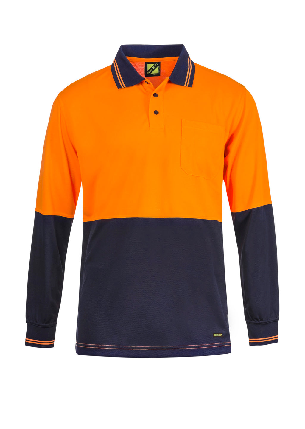 HI VIS LONG SLEEVE MICROMESH POLO WITH POCKET