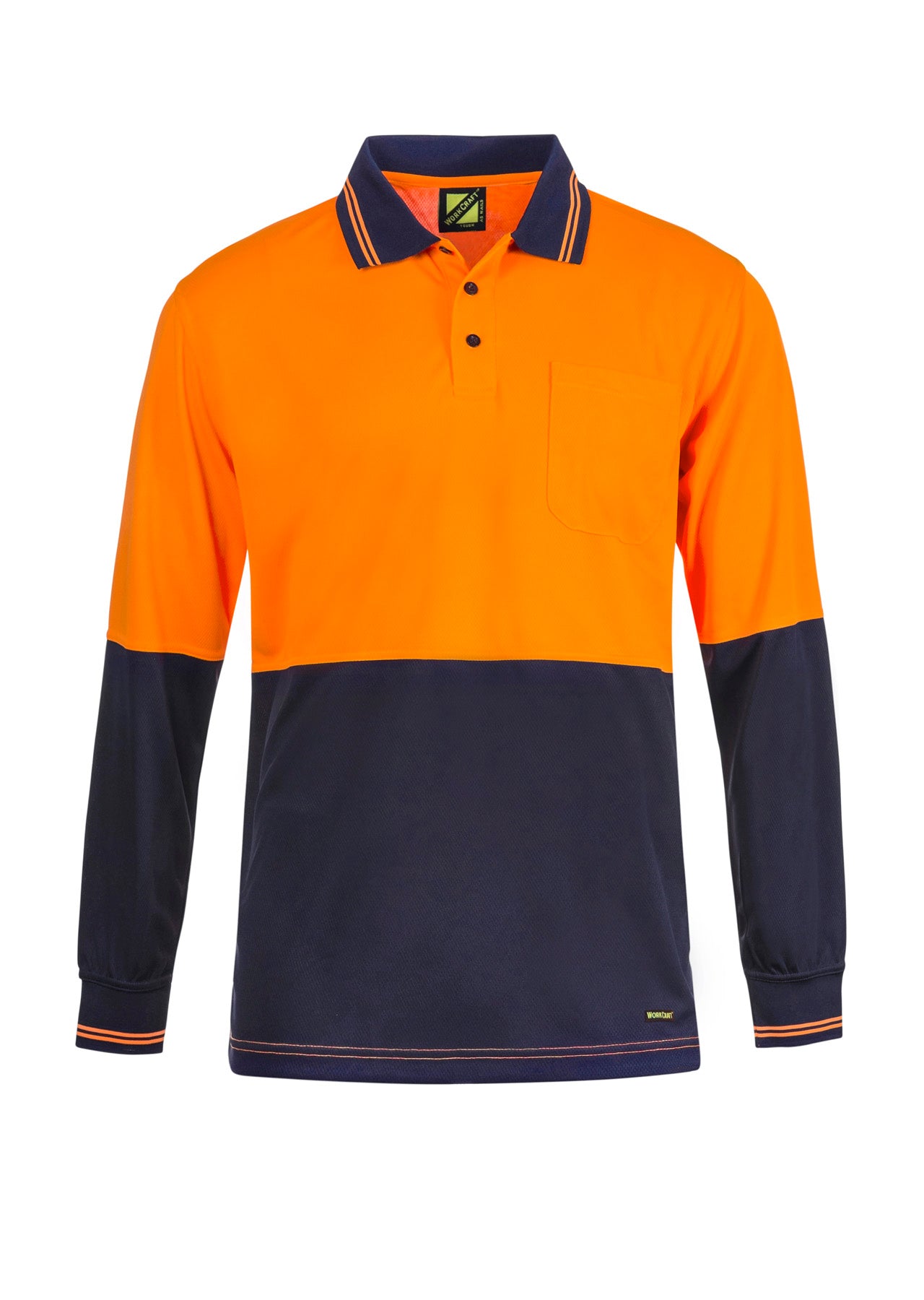 HI VIS LONG SLEEVE MICROMESH POLO WITH POCKET