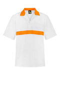 SHORT SLEEVE FOOD INDUSTRY JACSHIRT WITH CONTRAST COLLAR AND CHESTBAND