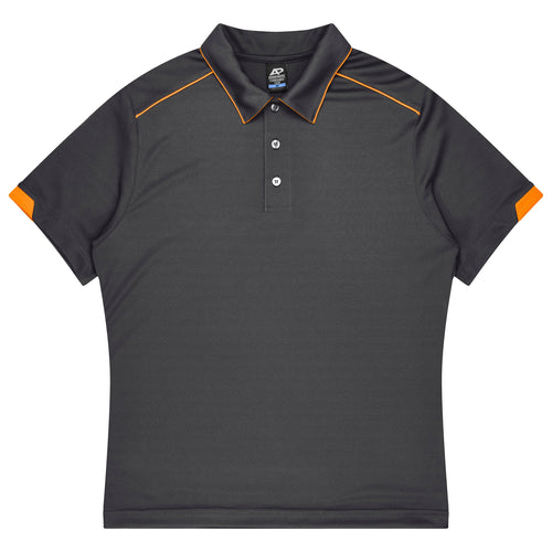 CURRUMBIN KIDS POLOS - SLATE/HI VIZ ORANGE