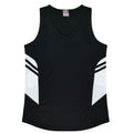 TASMAN LADY SINGLETS - BLACK/WHITE