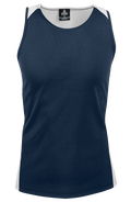 PREMIER MENS SINGLETS - NAVY/WHITE