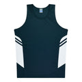 TASMAN MENS SINGLETS - NAVY/WHITE
