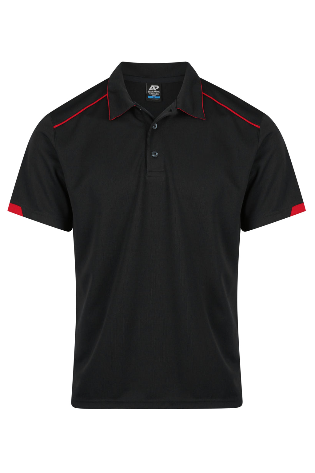 CURRUMBIN MENS POLOS - BLACK/RED