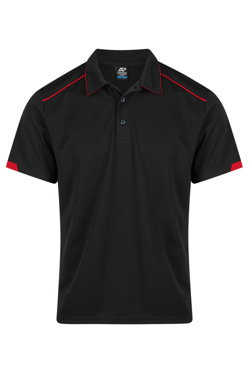 CURRUMBIN MENS POLOS - BLACK/RED