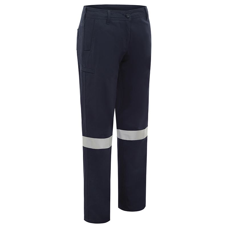 Womens Lightweight Cotton Drill Taped Cargo Pants Navy