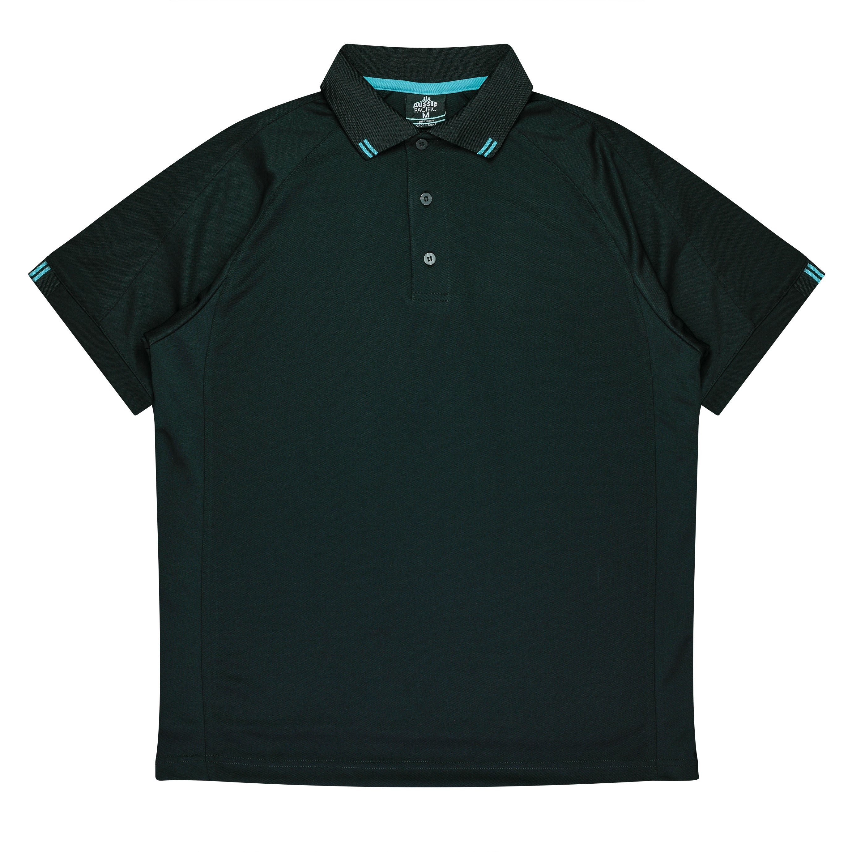 FLINDERS MENS POLOS - BLACK/TEAL