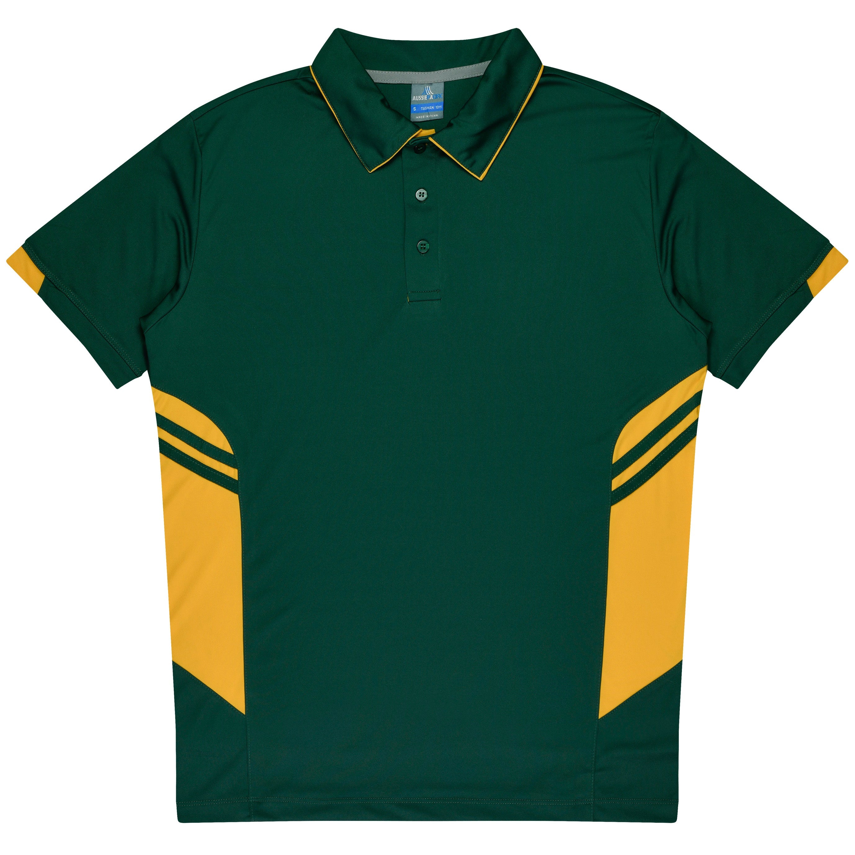 TASMAN KIDS POLOS - BOTTLE/GOLD