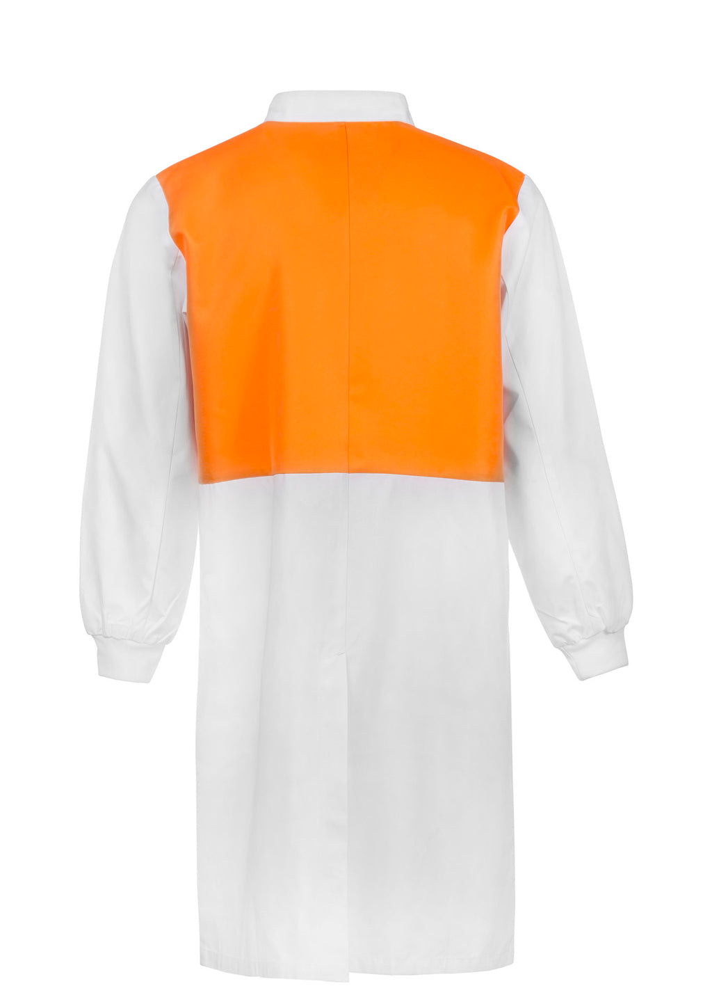 HI VIS LONG SLEEVE FOOD INDUSTRY LONG LENGTH DUSTCOAT WITH MANDARIN COLLAR