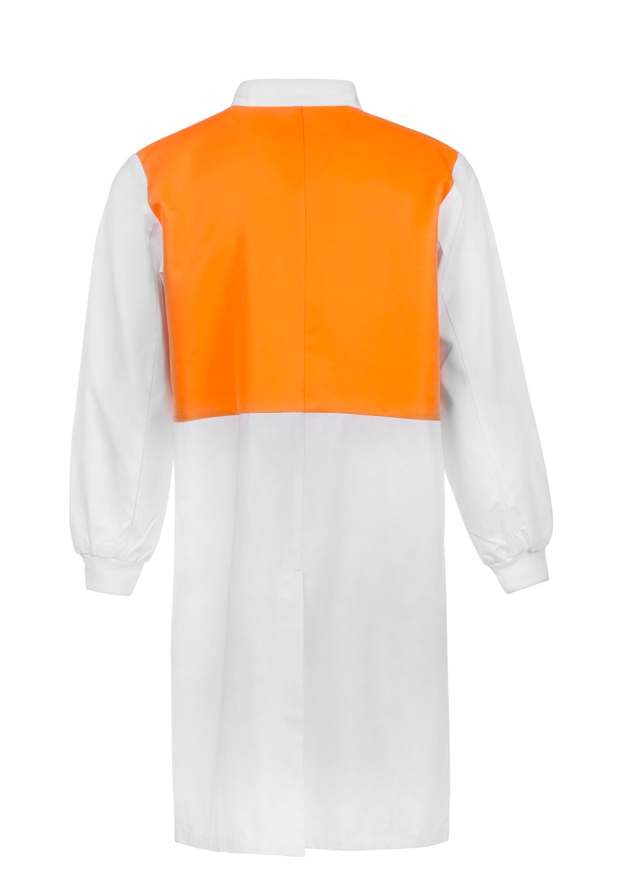 HI VIS LONG SLEEVE FOOD INDUSTRY LONG LENGTH DUSTCOAT WITH MANDARIN COLLAR