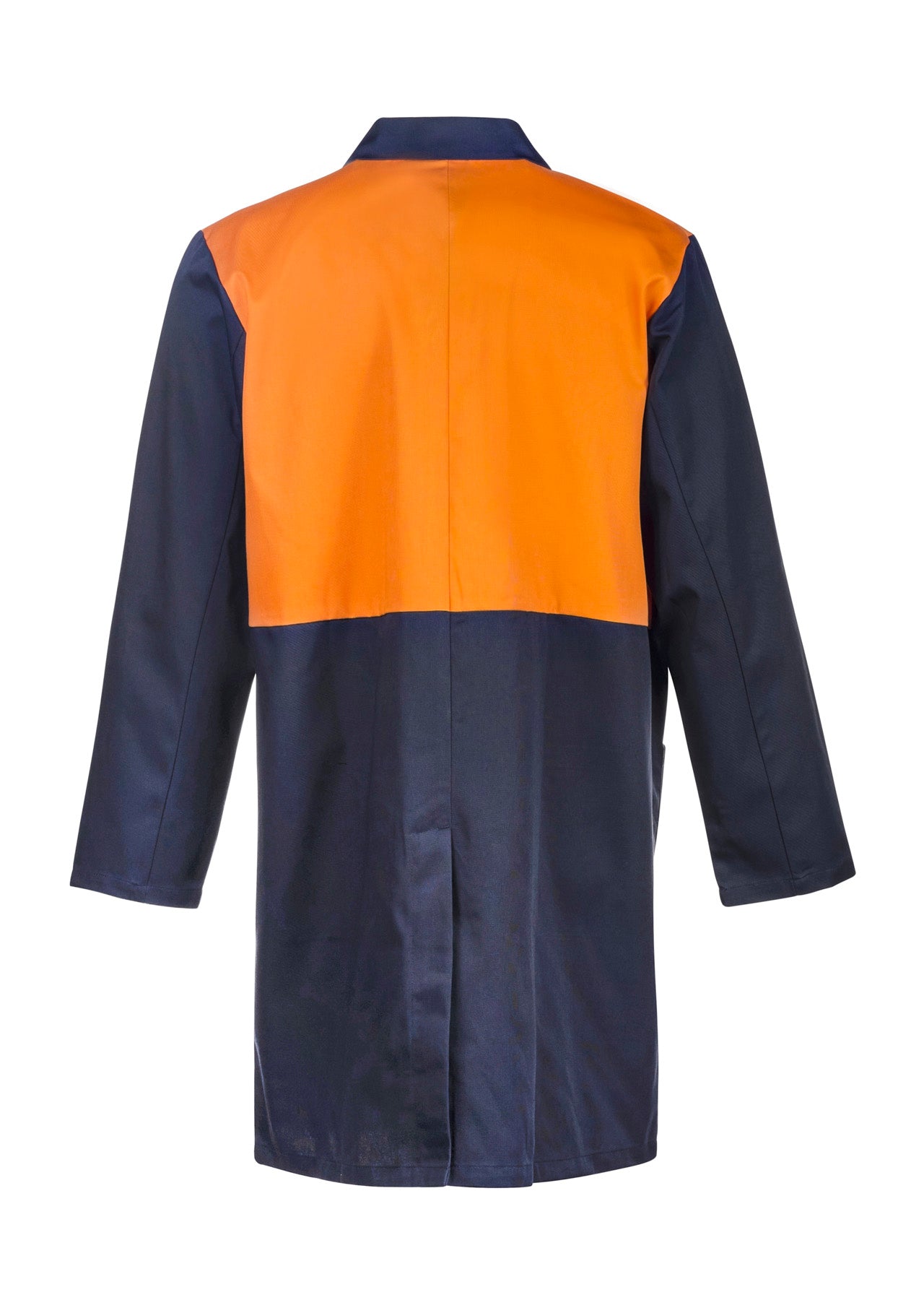 HI VIS LONG SLEEVE DUSTCOAT WITH PATCH POCKETS