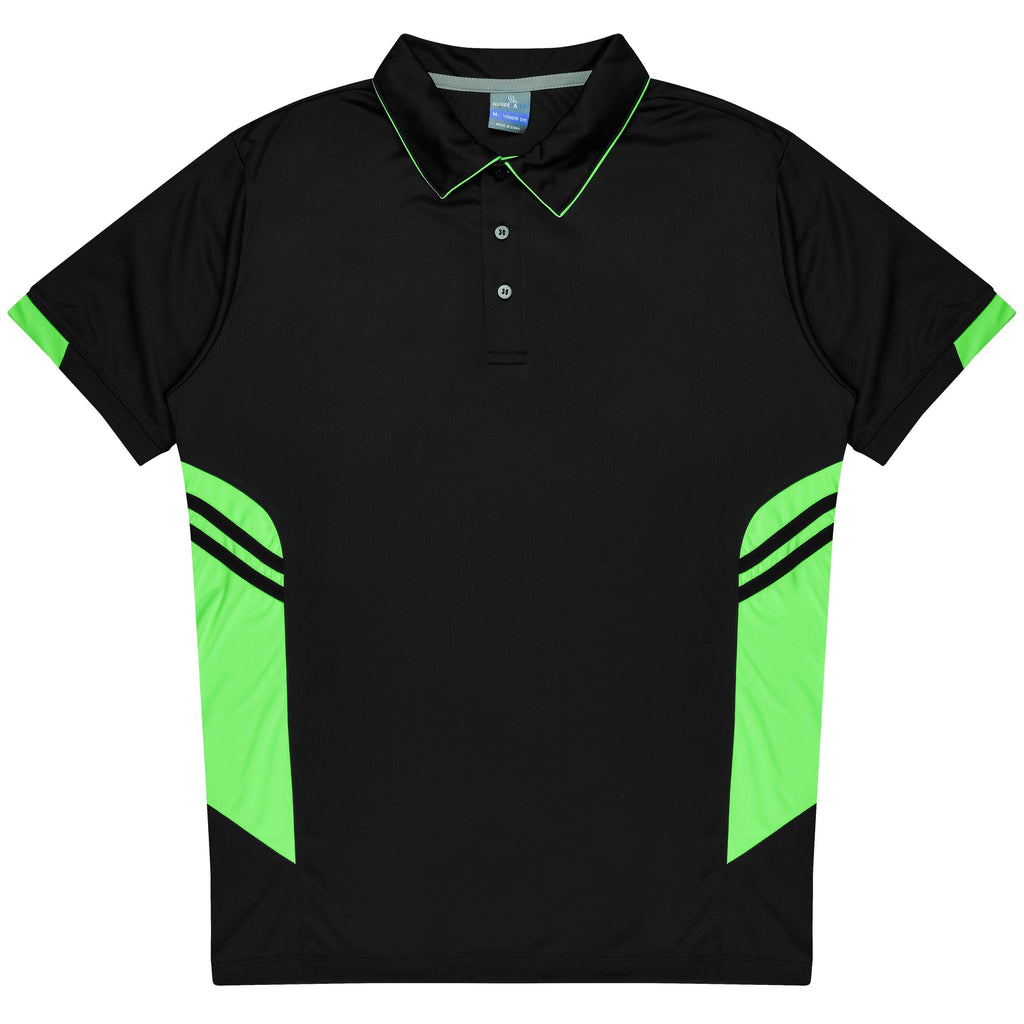TASMAN KIDS POLOS - BLACK/NEON GREEN