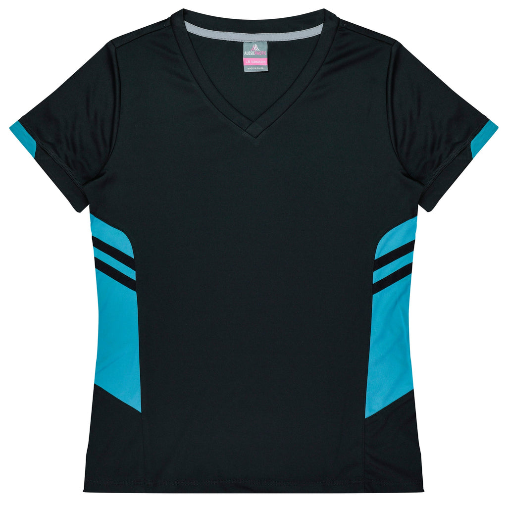 TASMAN LADY TEES - BLACK/TEAL