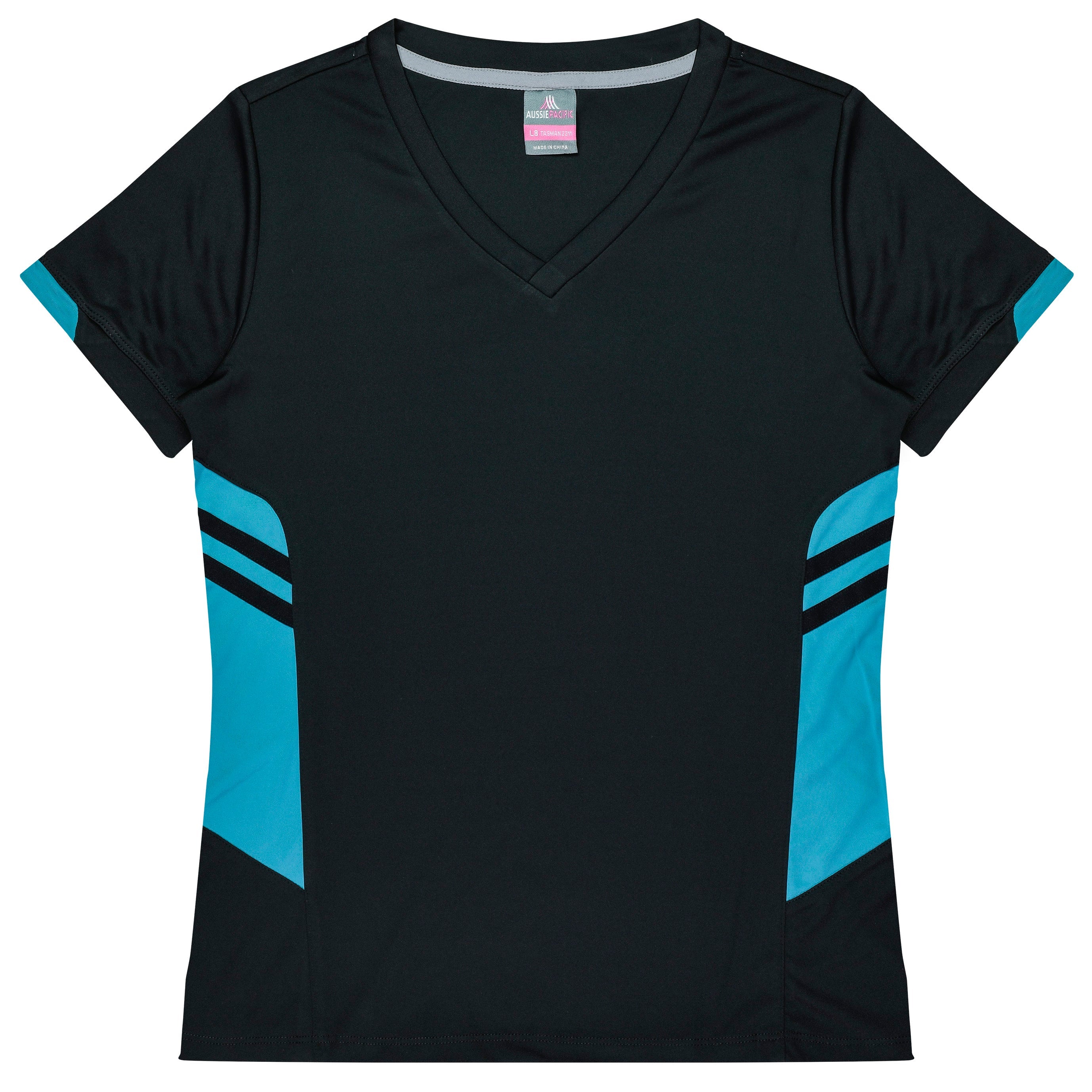 TASMAN LADY TEES - BLACK/TEAL