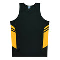 TASMAN MENS SINGLETS - BLACK/GOLD