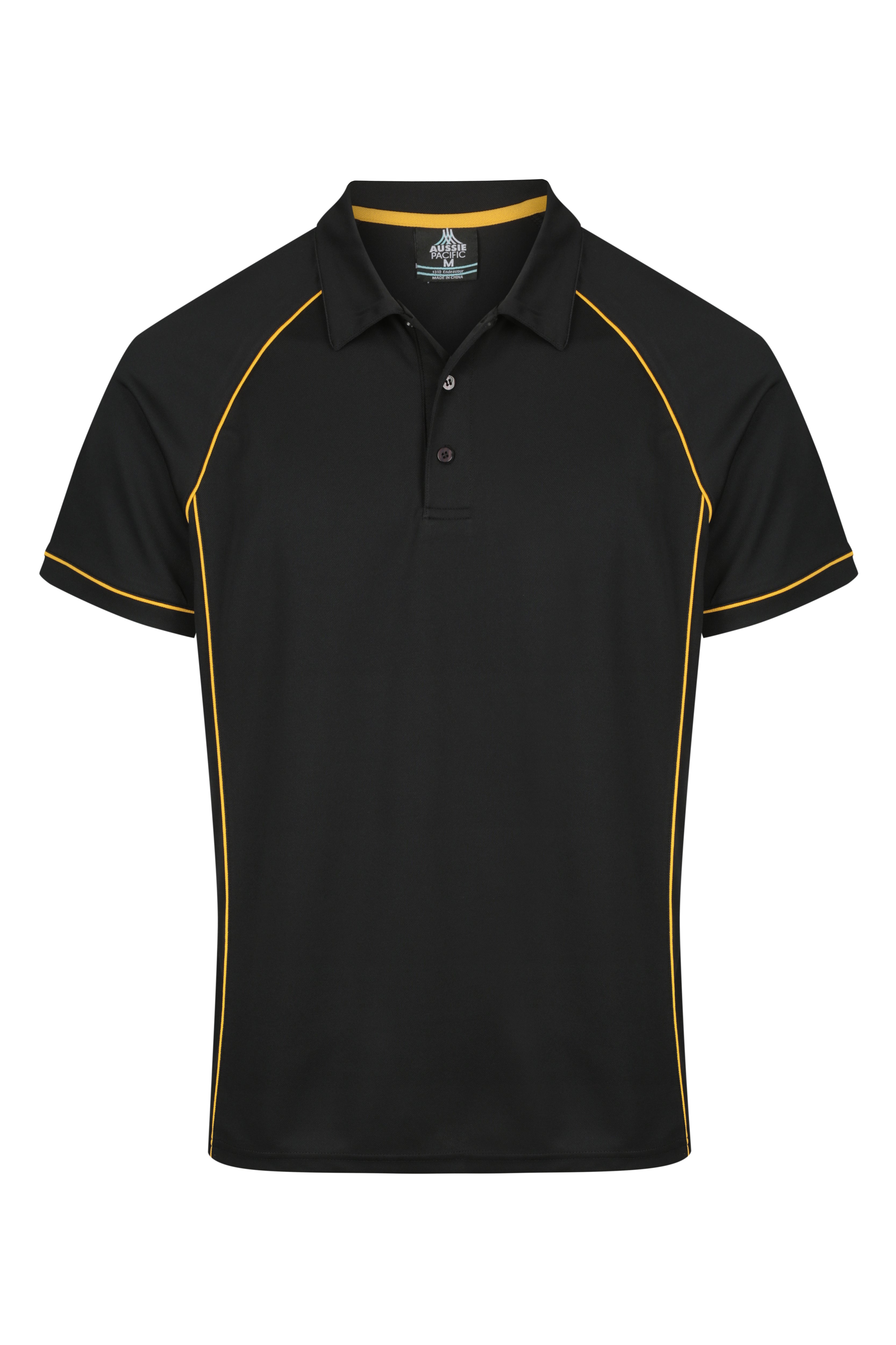 ENDEAVOUR MENS POLOS - BLACK/GOLD