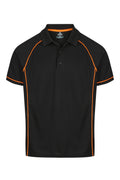 ENDEAVOUR MENS POLOS - BLACK/ORANGE