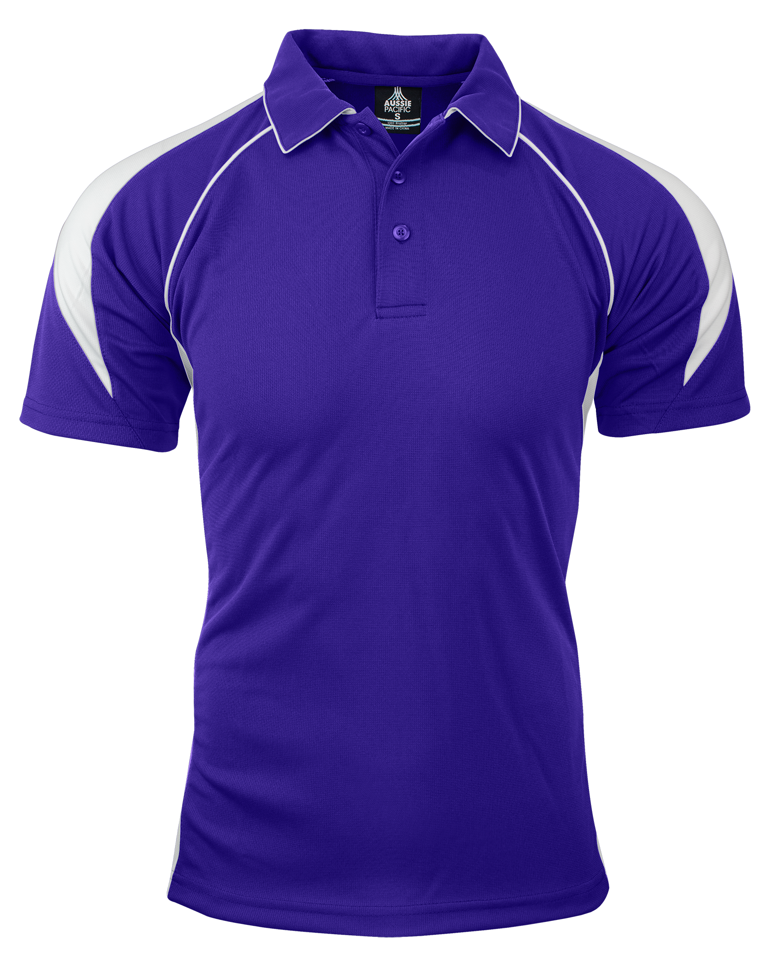 PREMIER MENS POLOS - PURPLE/WHITE