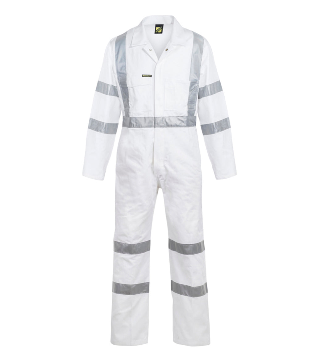 HI VIS COTTON DRILL REFLECTIVE COVERALL WITH X PATTERN – NIGHT USE ONLY