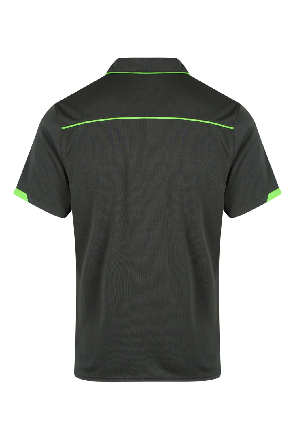 CURRUMBIN MENS POLOS - SLATE/HI VIZ GREEN