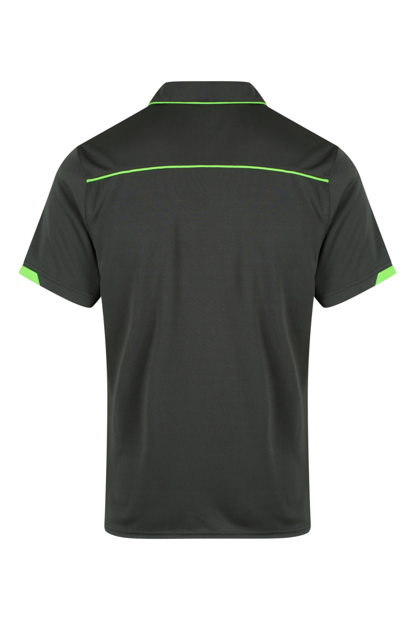 CURRUMBIN MENS POLOS - SLATE/HI VIZ GREEN