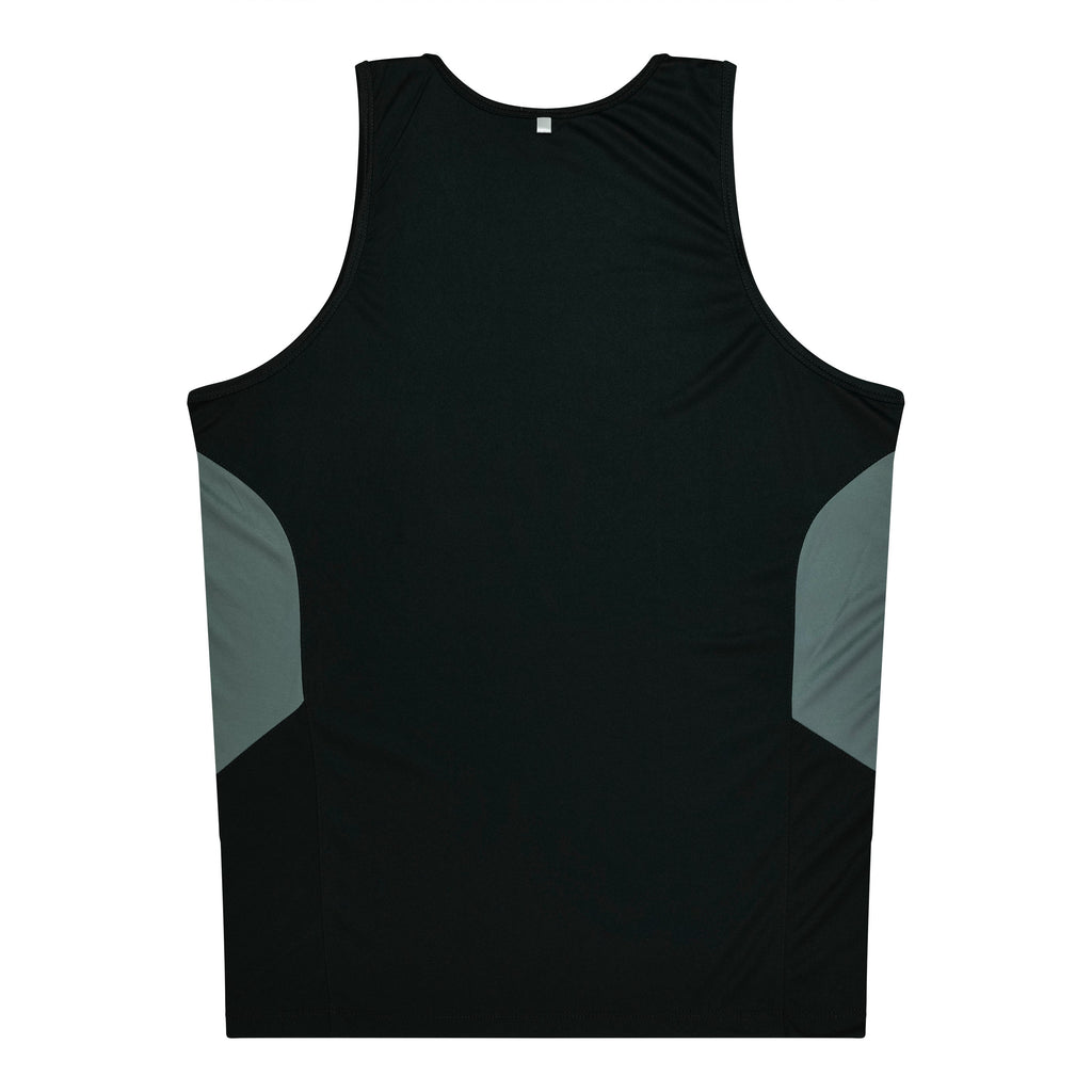 TASMAN MENS SINGLETS - BLACK/ASHE
