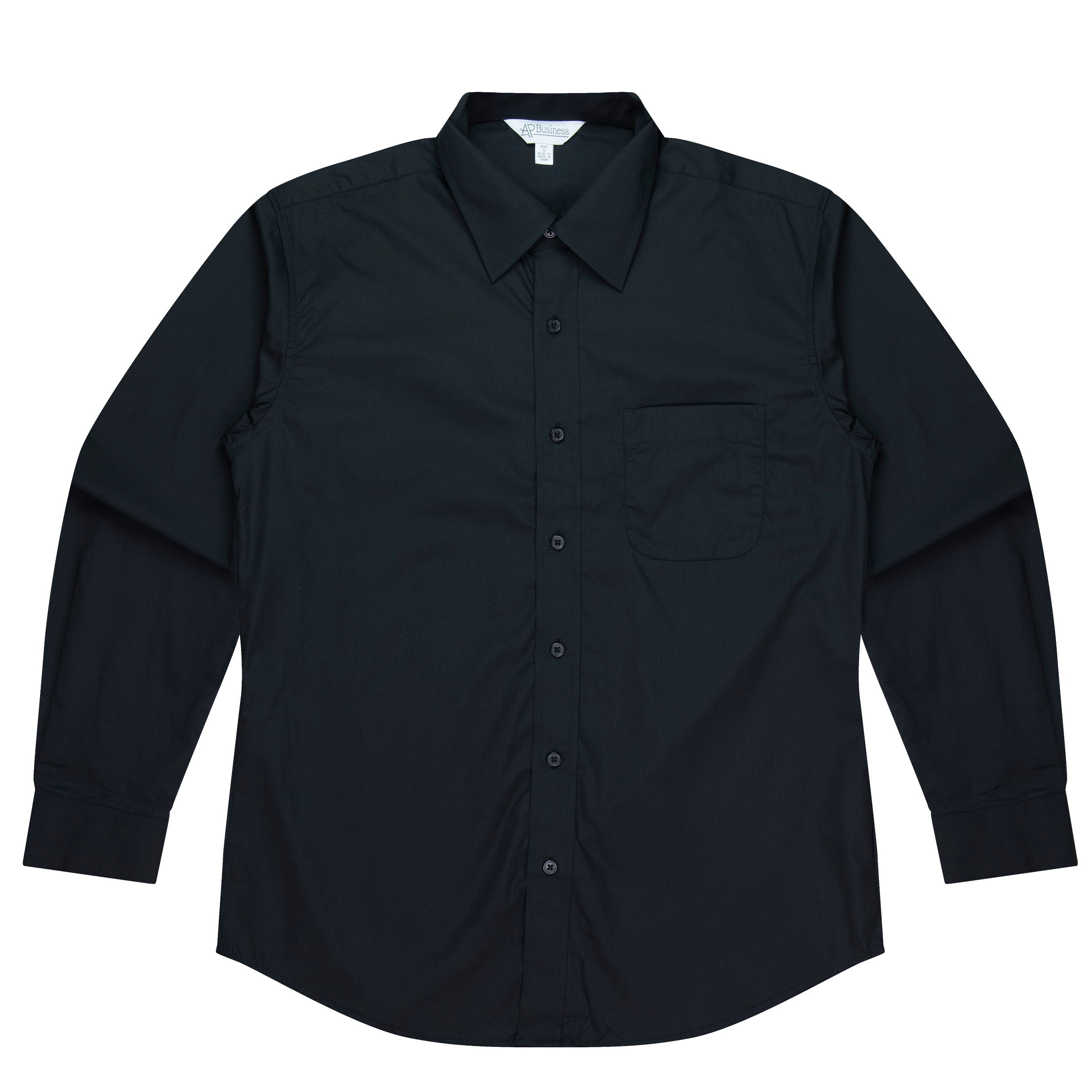 KINGSWOOD MENS SHIRT LONG SLEEVE -  BLACK