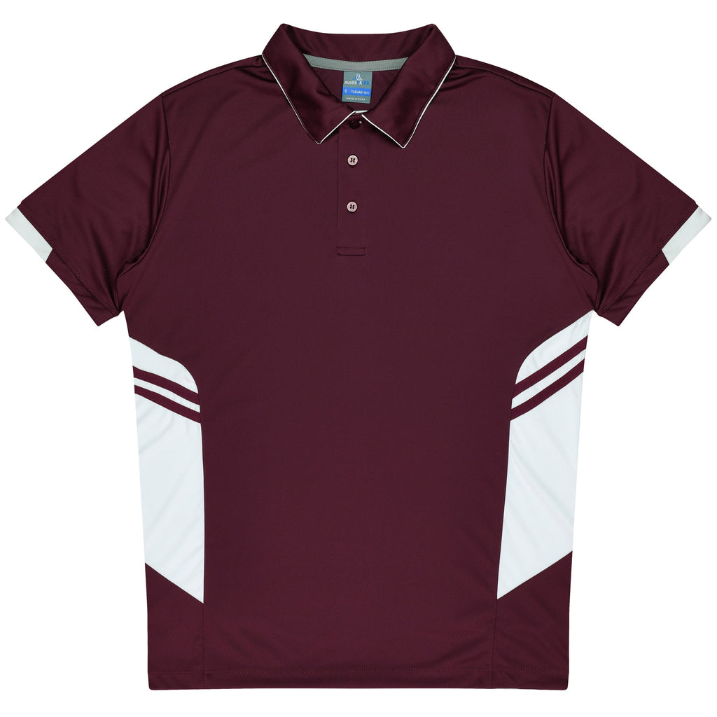TASMAN KIDS POLOS - MAROON/WHITE