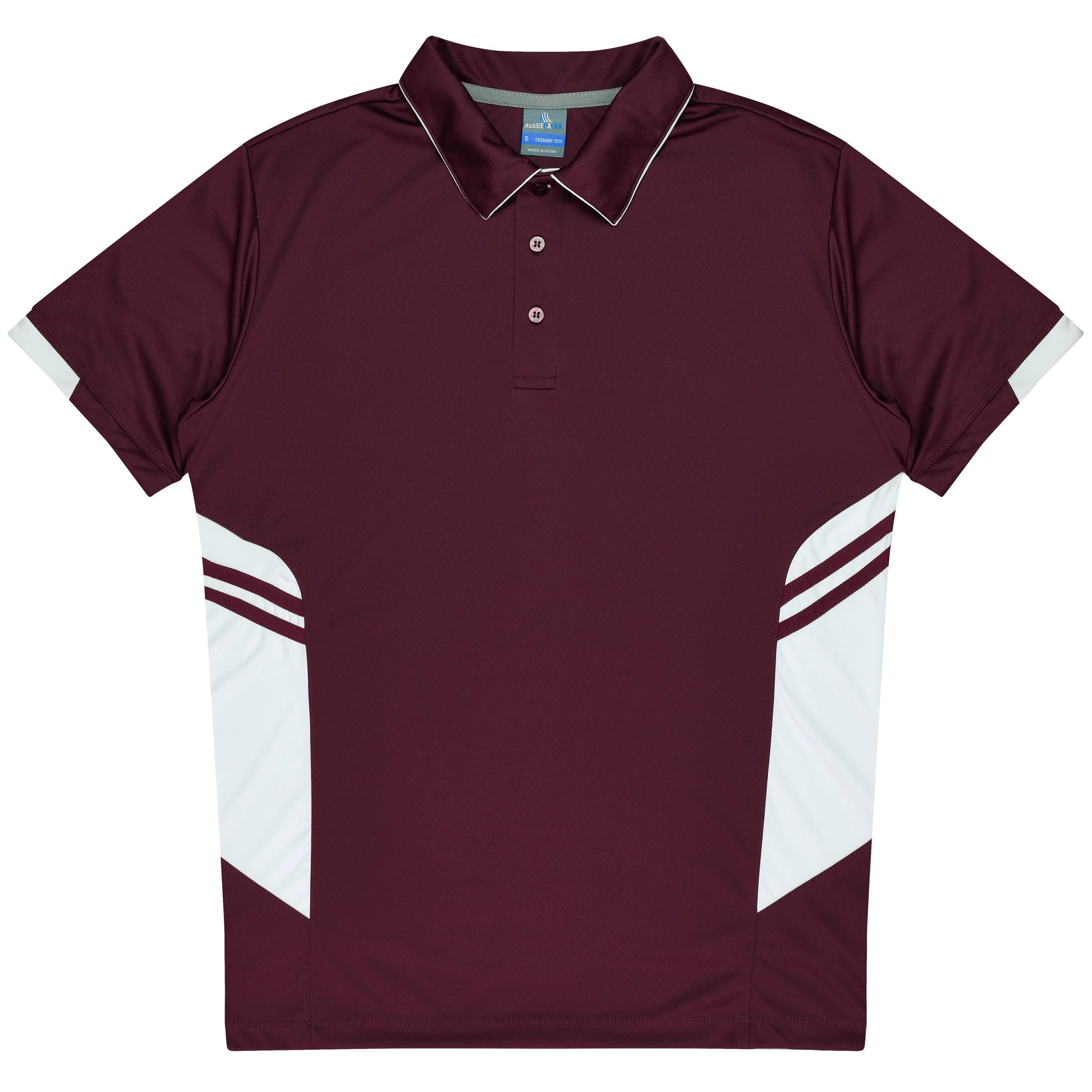 TASMAN KIDS POLOS - MAROON/WHITE